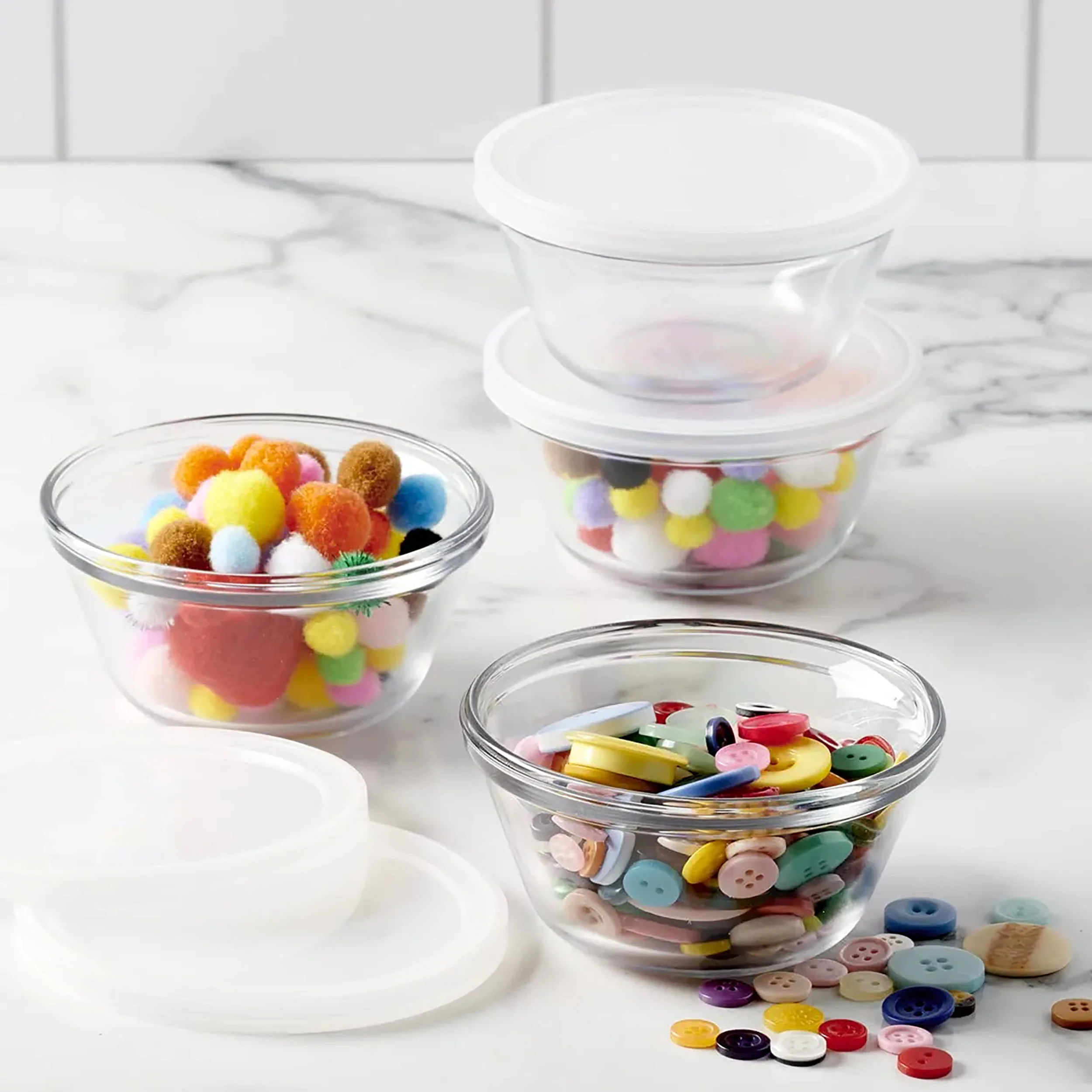 Anchor Hocking® Custard Cups-8 Pc Set w/Plastic Lids (4 x 178mL) - Image 2