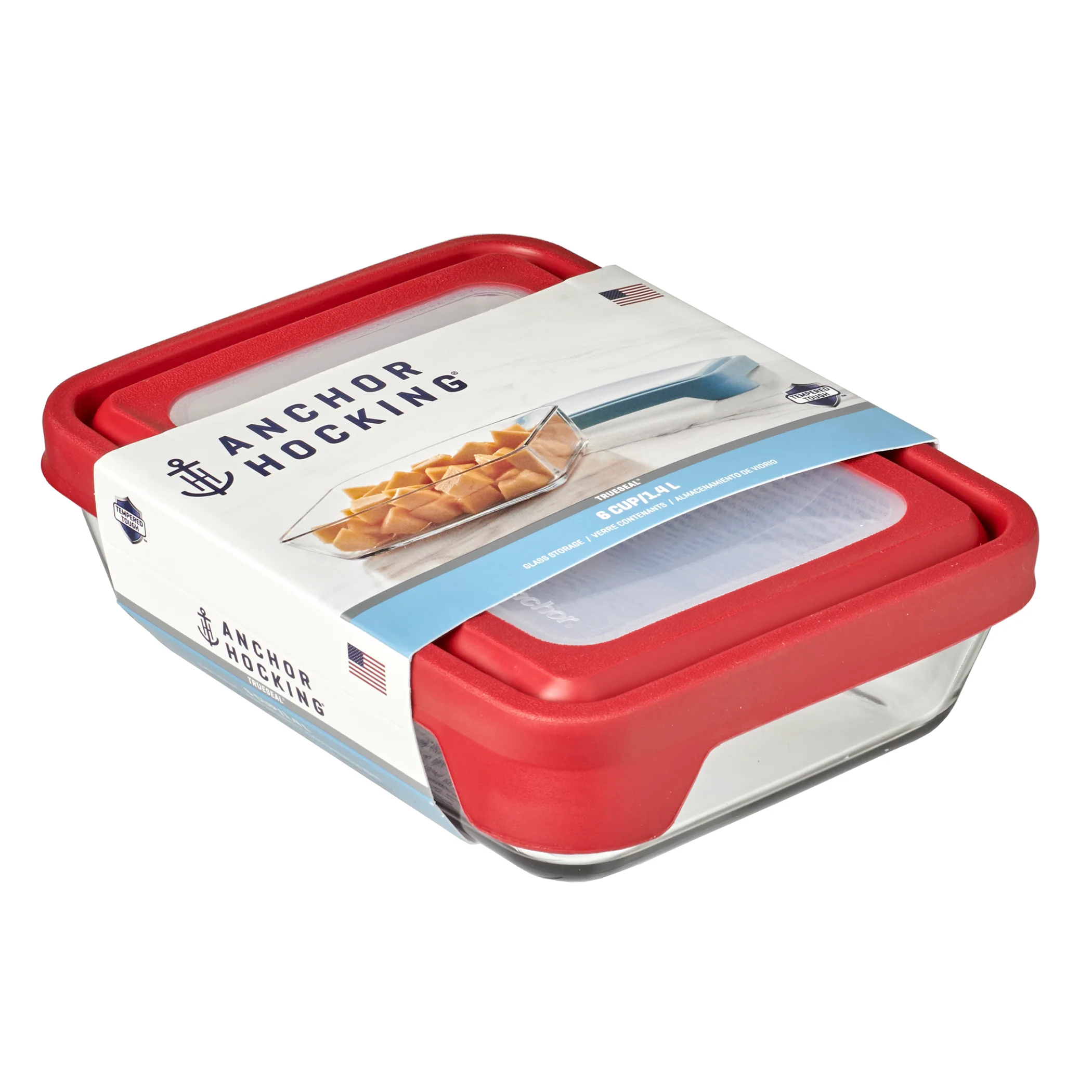 Clearance Anchor Hocking® TrueSeal™ Storage Rectangle 6 cup w/Cherry Lid - Image 2
