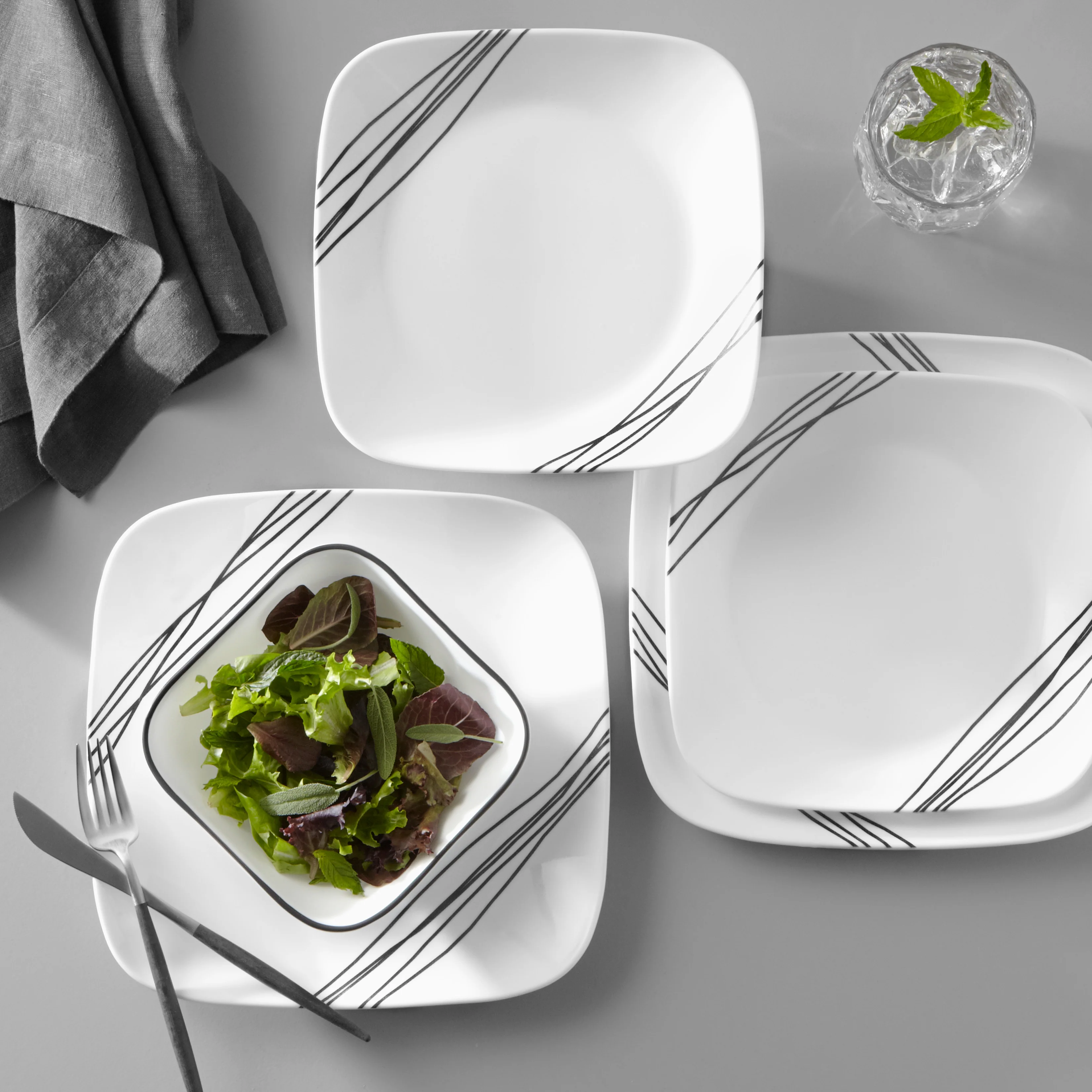Corelle® Square Simple Sketch 12 Piece Dinner Set - Image 2