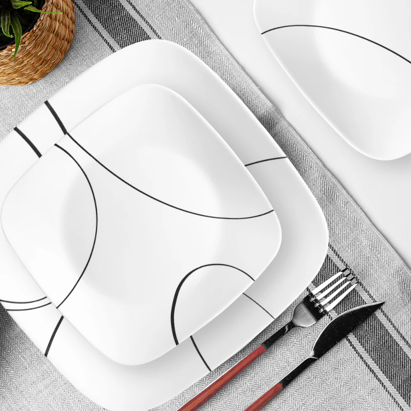 Corelle® Square Simple Lines 18 Piece Dinner Set - Image 3