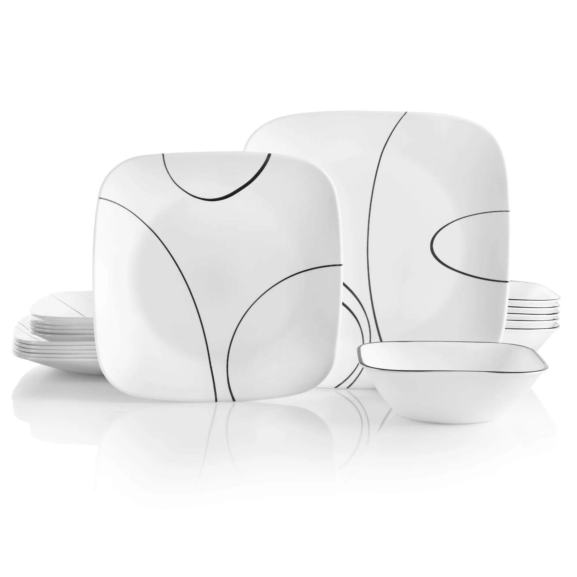 Corelle® Square Simple Lines 18 Piece Dinner Set - Image 4