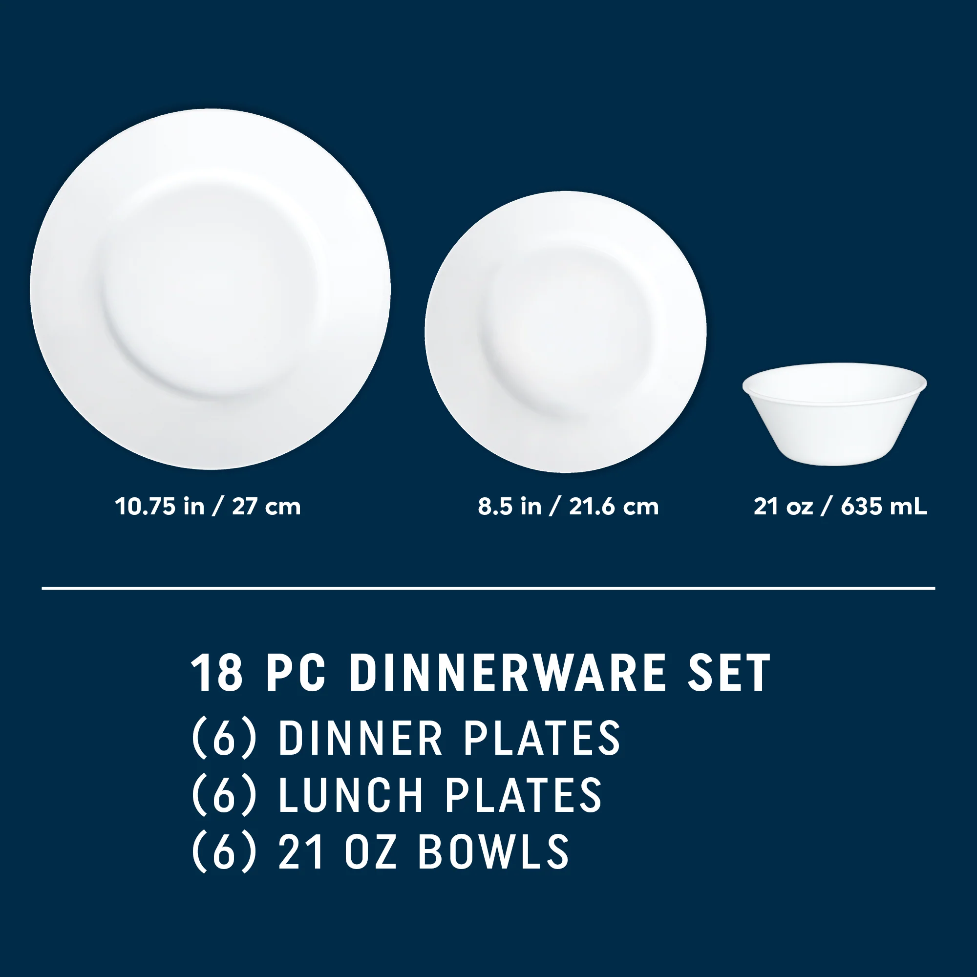 Corelle® Dazzling White Wide Rim 18 Piece Dinner Set - Image 2