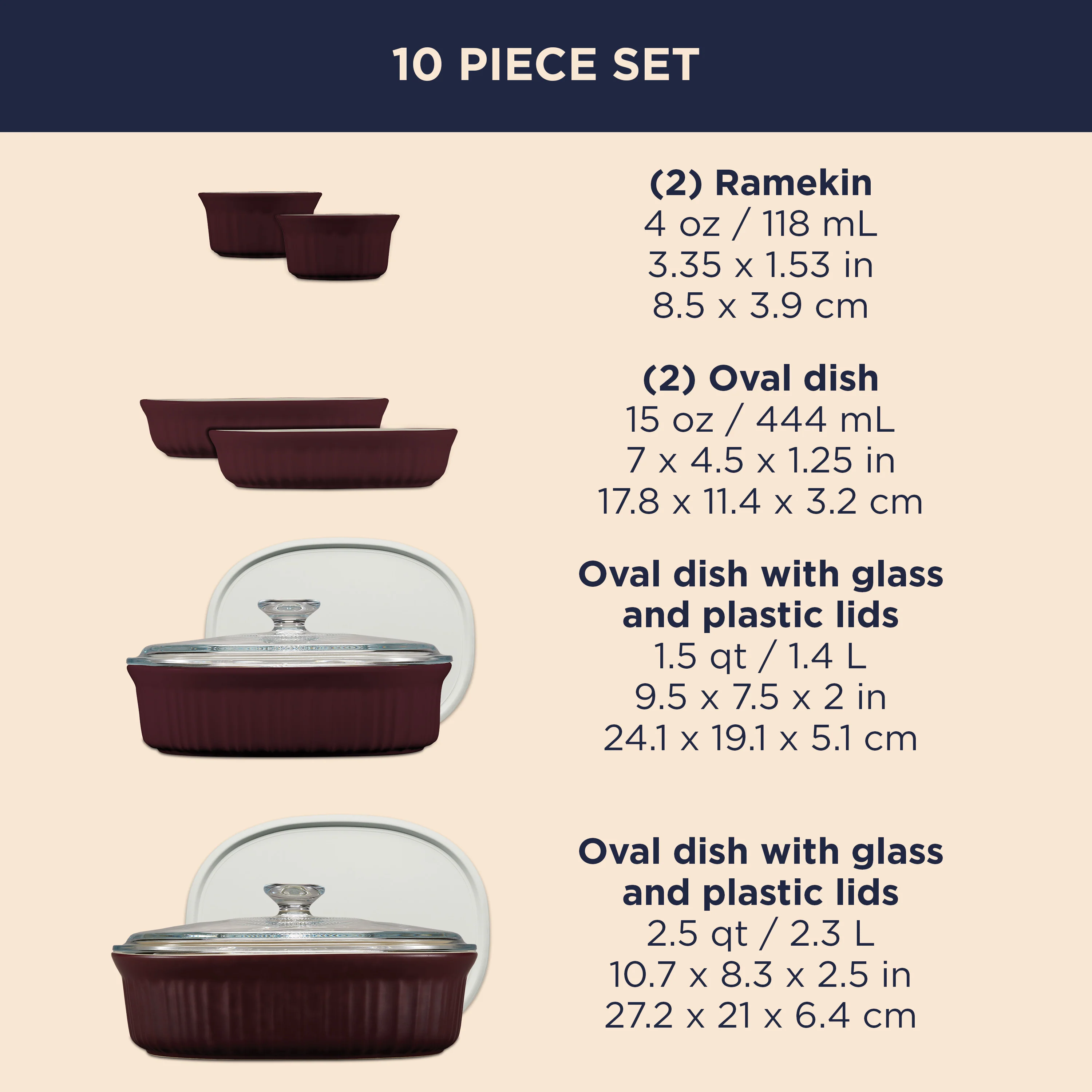 CLEARANCE Corningware® FW Colors 10 Piece Set Cabernet - Image 6