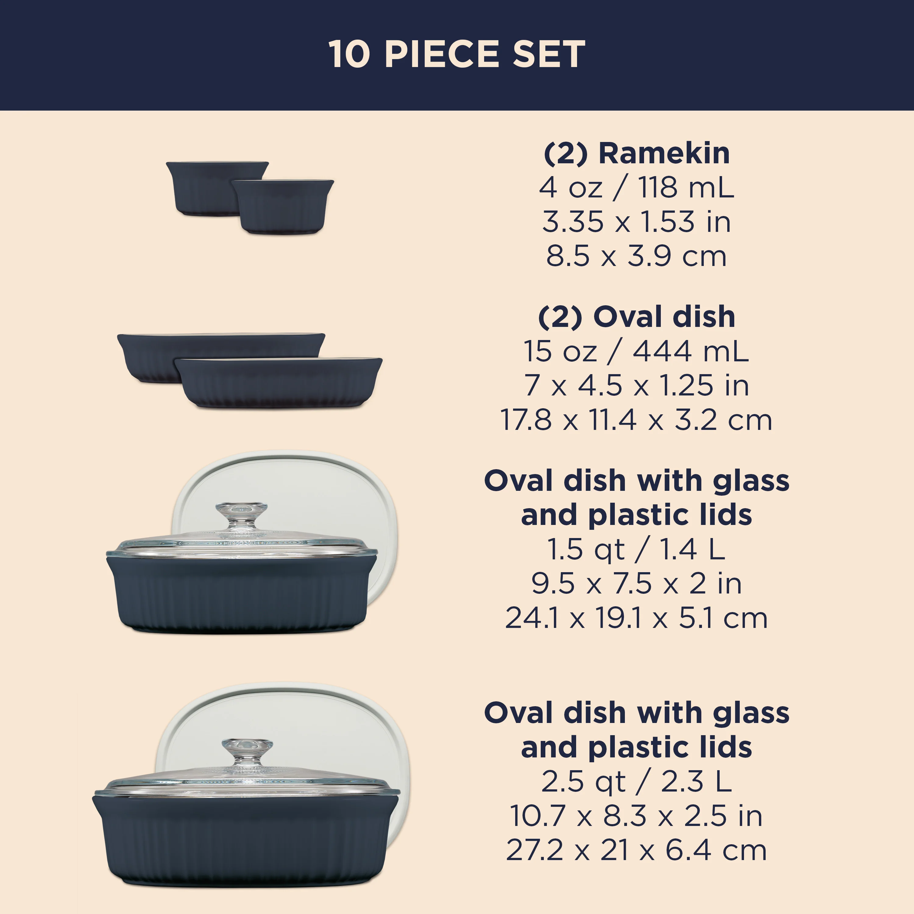 Corningware® FW Colors 10 Piece Set Navy - Image 6