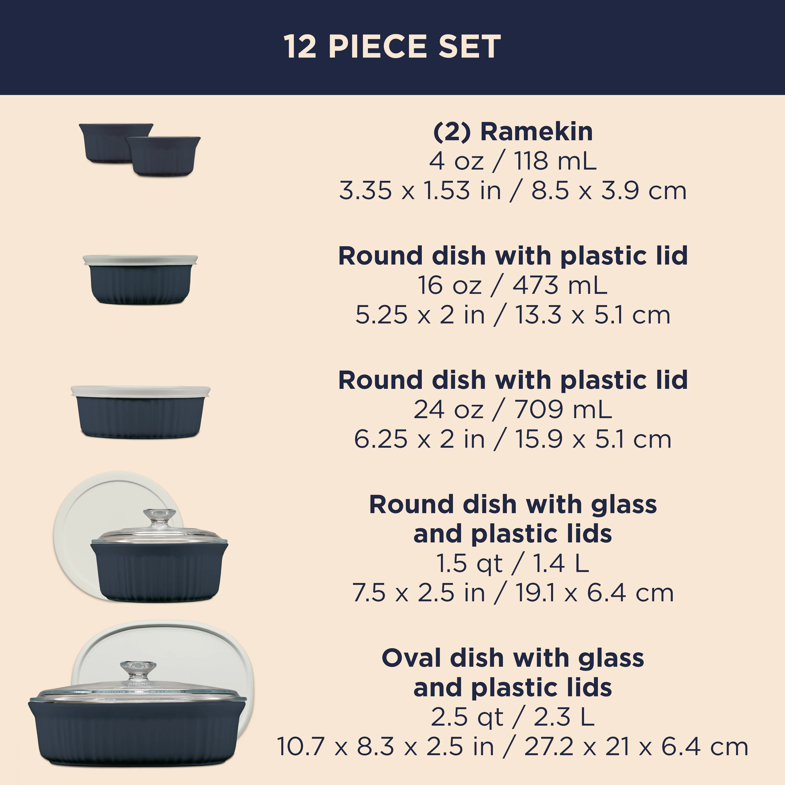 Corningware® FW Colors 12 Piece Set Navy - Image 6