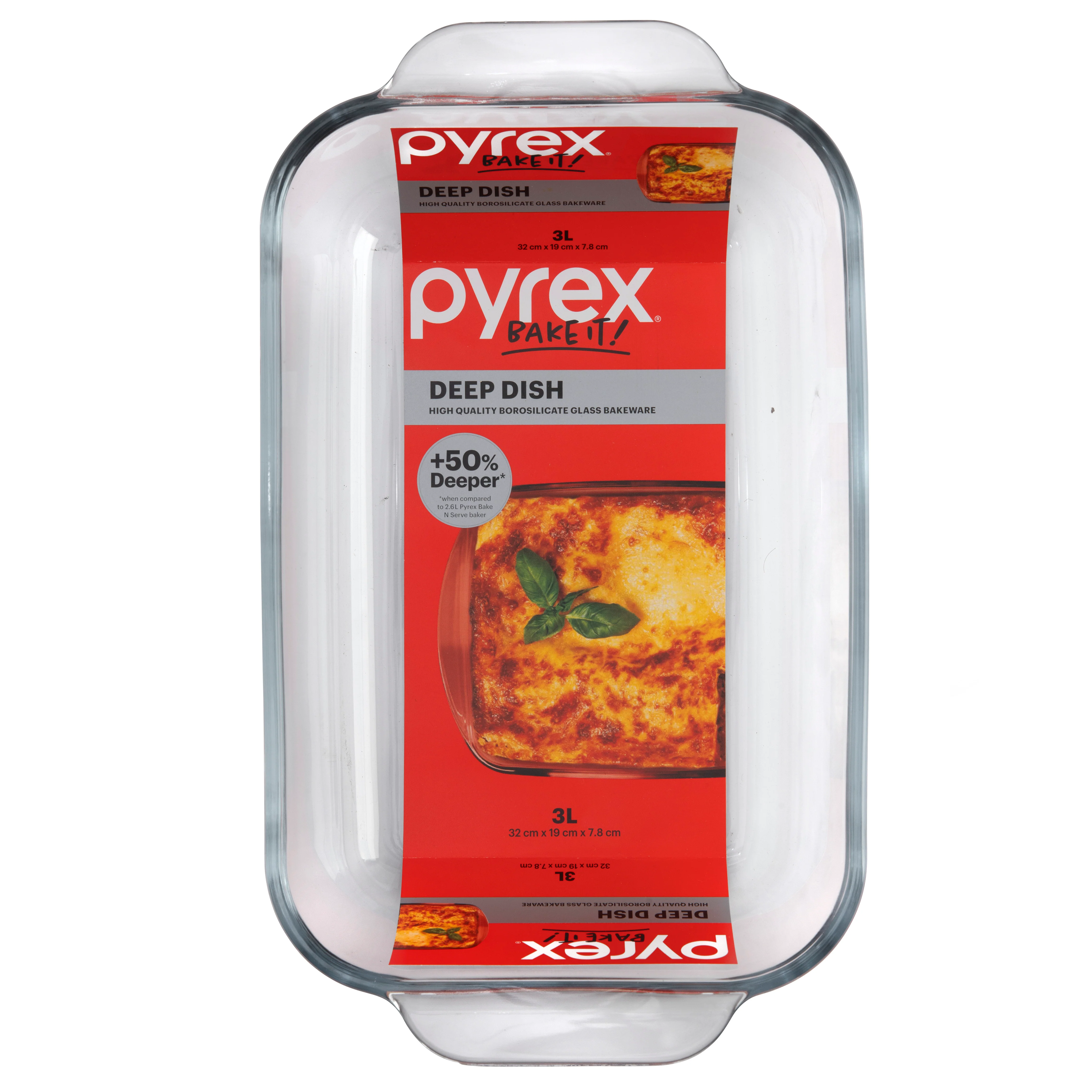 Pyrex® Deep Dish Rectangle Baker w/Navy Blue Lid 3L - Image 2