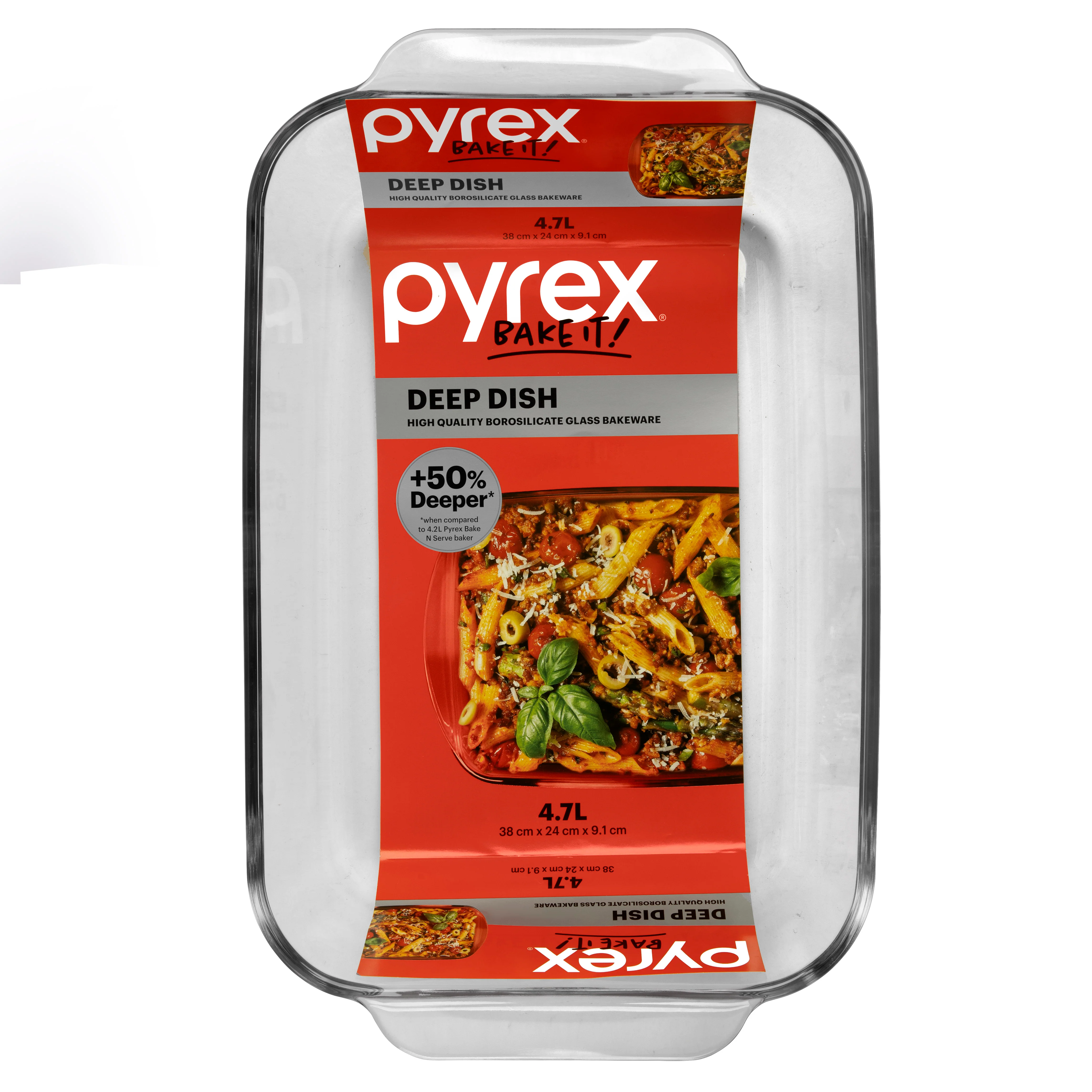 Pyrex® Deep Dish Rectangle Baker w/Navy Blue Lid 4.7L - Image 2