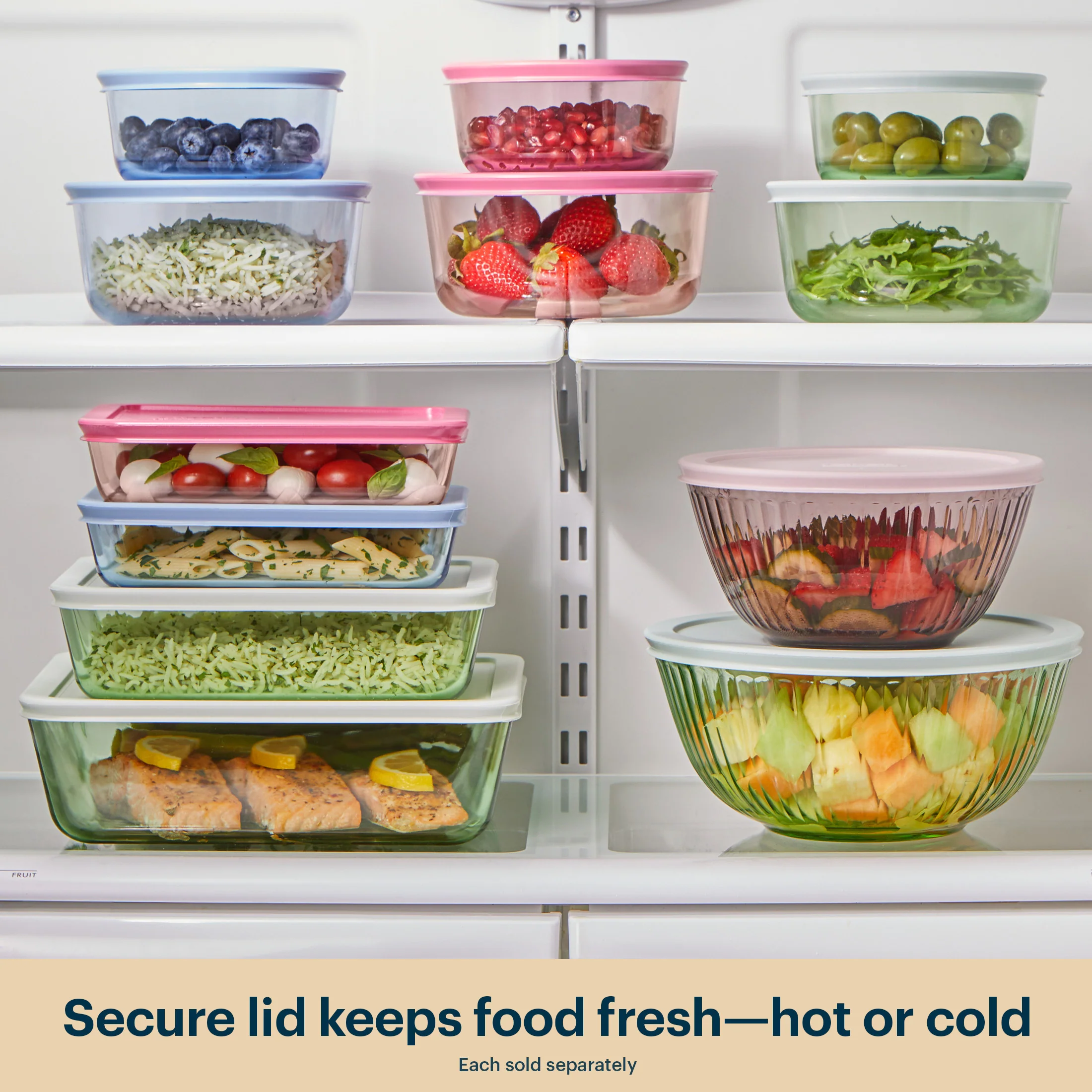 Pyrex® Colours Storage Sculptured 6 Piece Bowl Set (Blue/Green/Pink) - Image 5