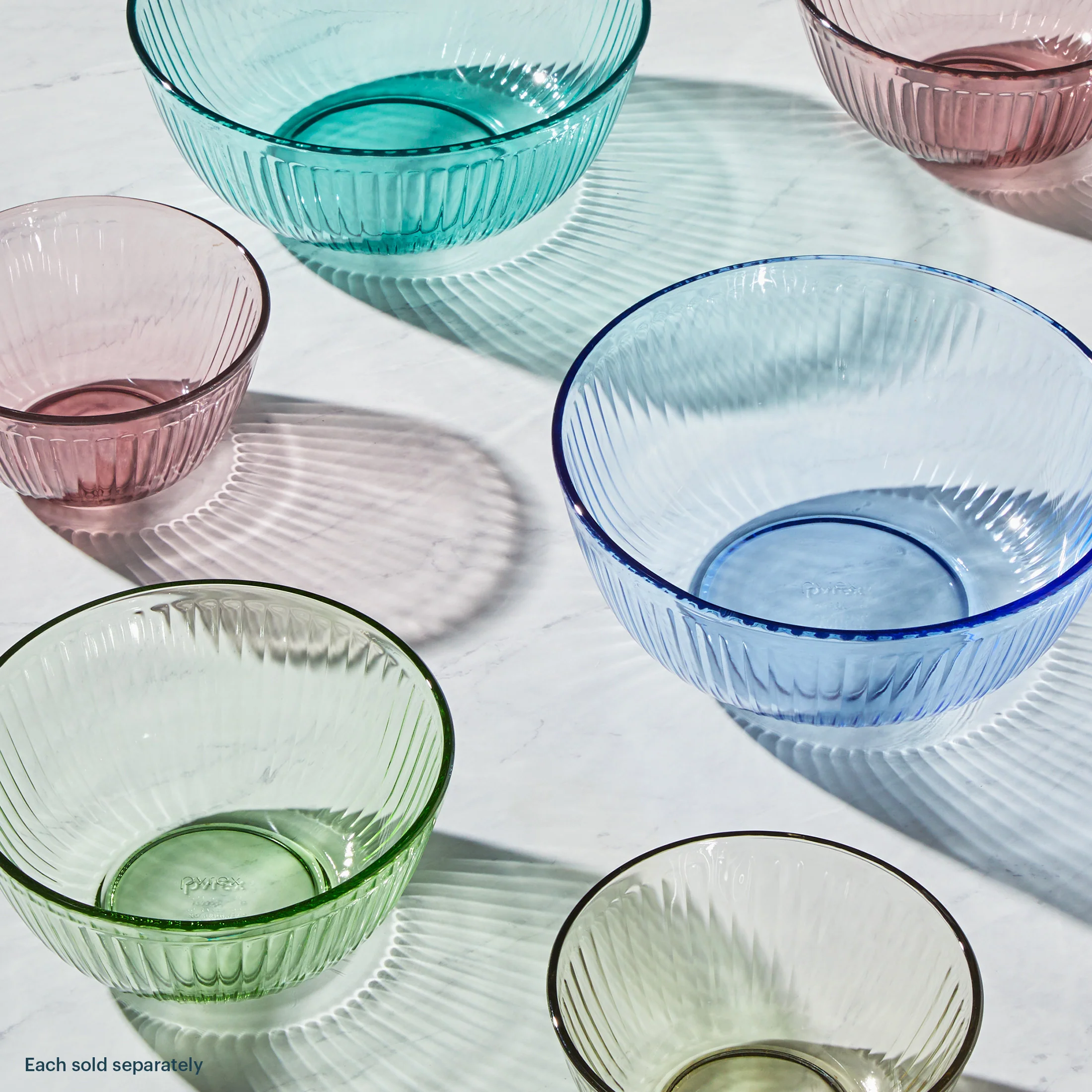 Pyrex® Colours Storage Sculptured 6 Piece Bowl Set (Blue/Green/Pink) - Image 6