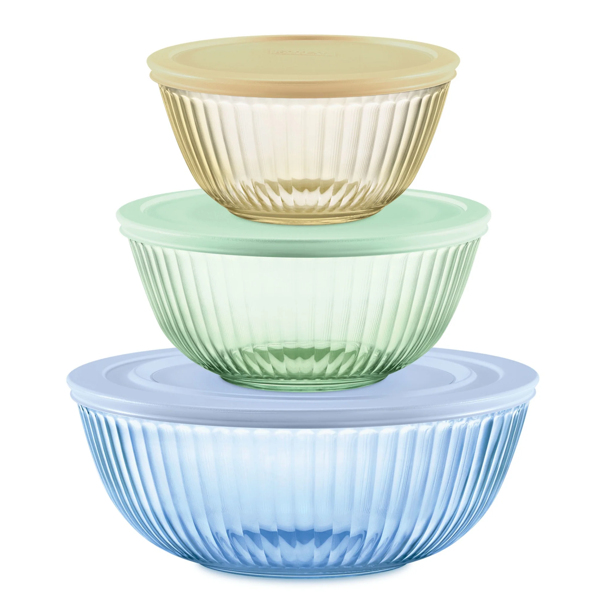 PROMO Pyrex® Colours Storage Sculptured 6 Piece Bowl Set (Yellow/Green/Blue)