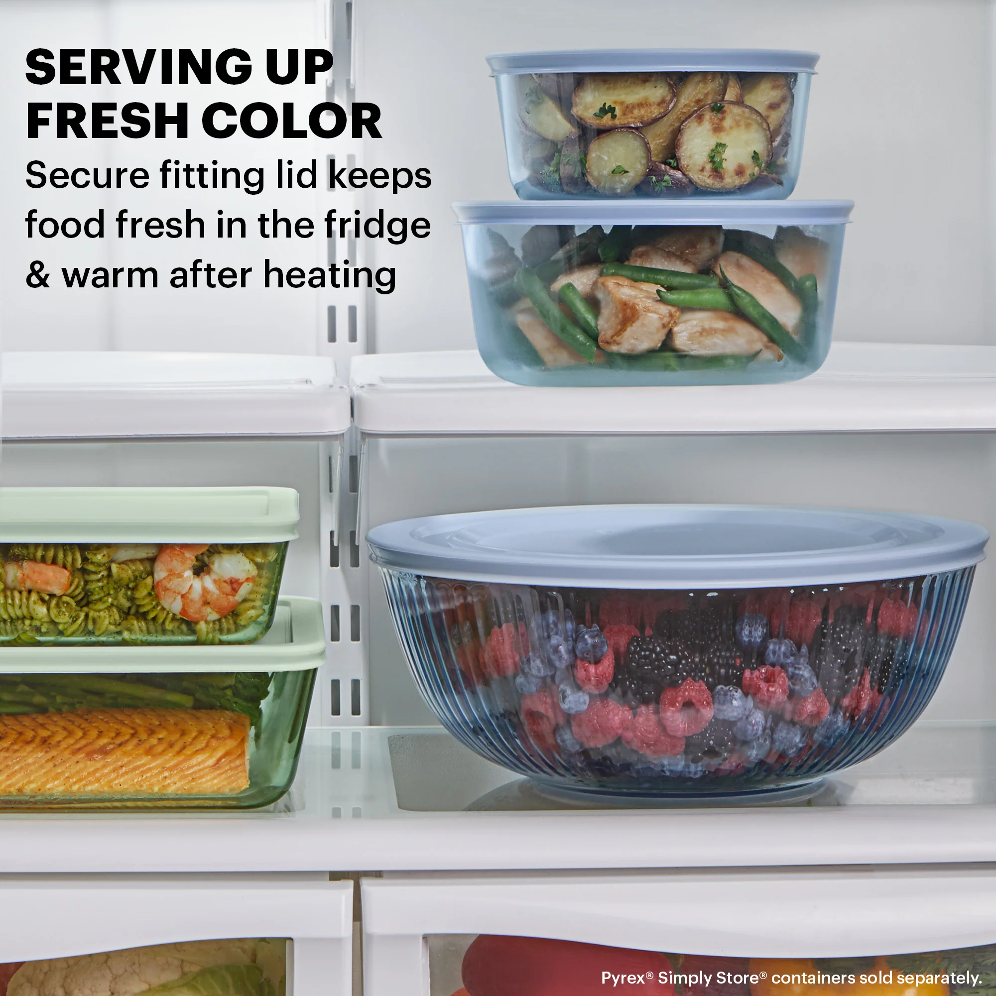 PROMO Pyrex® Colours Storage Sculptured 6 Piece Bowl Set (Yellow/Green/Blue) - Image 4