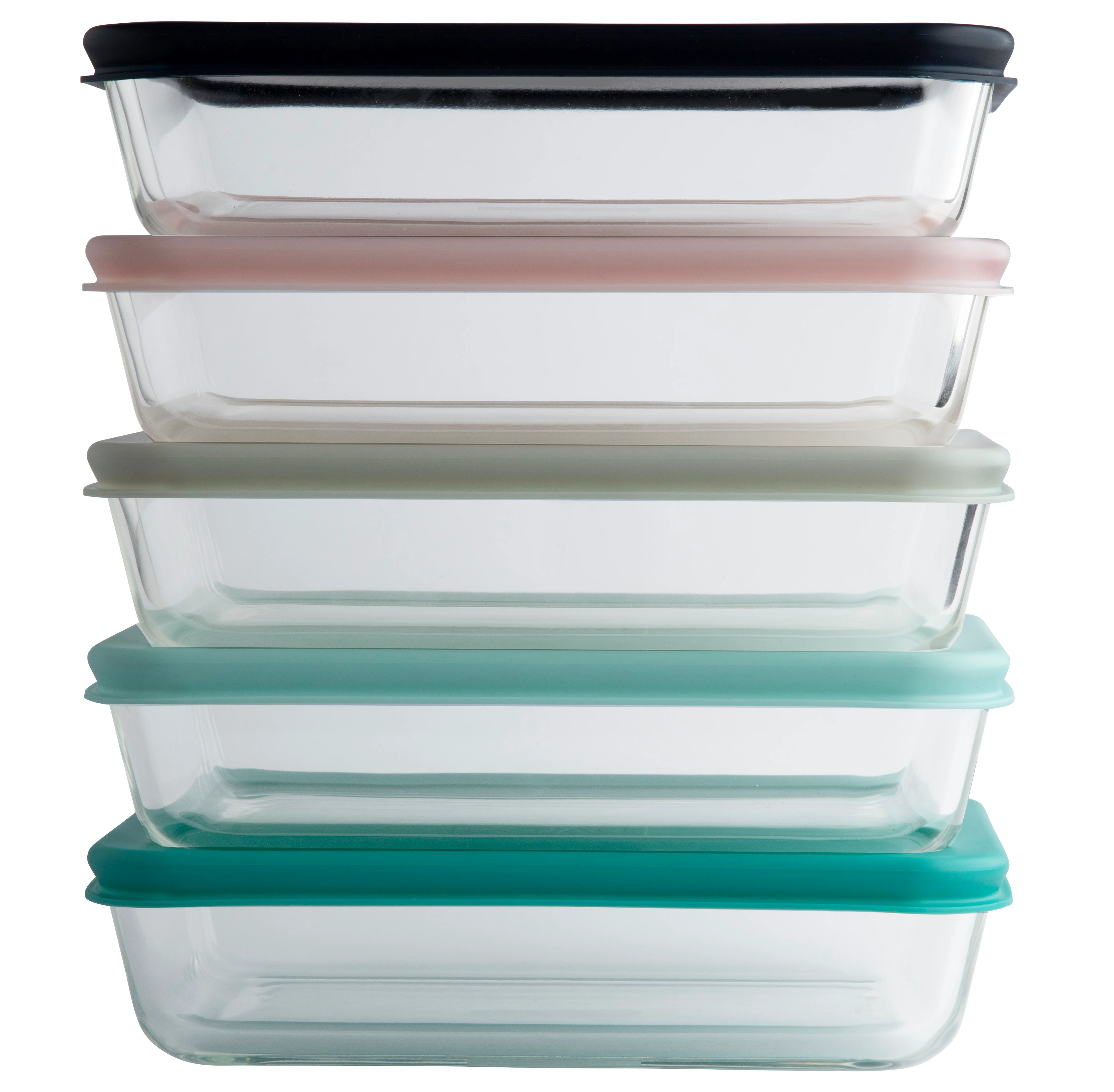 Pyrex® Simply Store Storage 5 Piece Rectangle Set w/Coloured Lids - Image 2