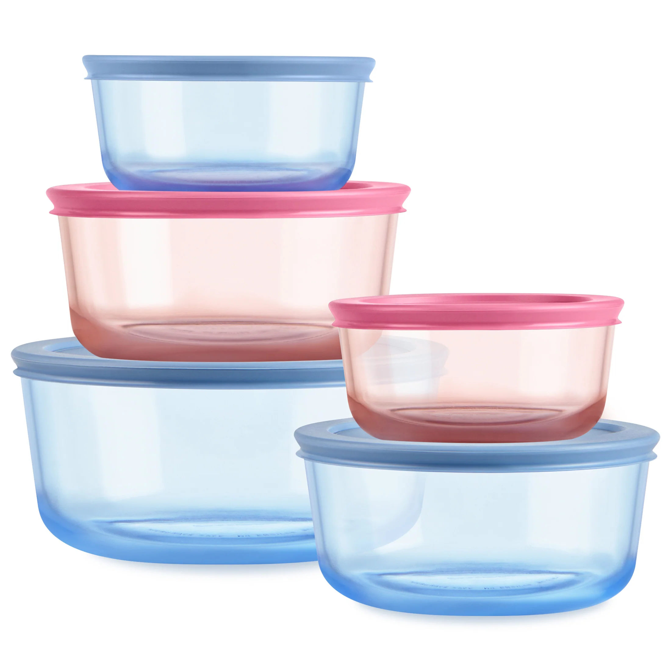 Pyrex® Colors Simply Store Storage 5 Piece Set (2, 4, 7 Cup-Pink/Blue)