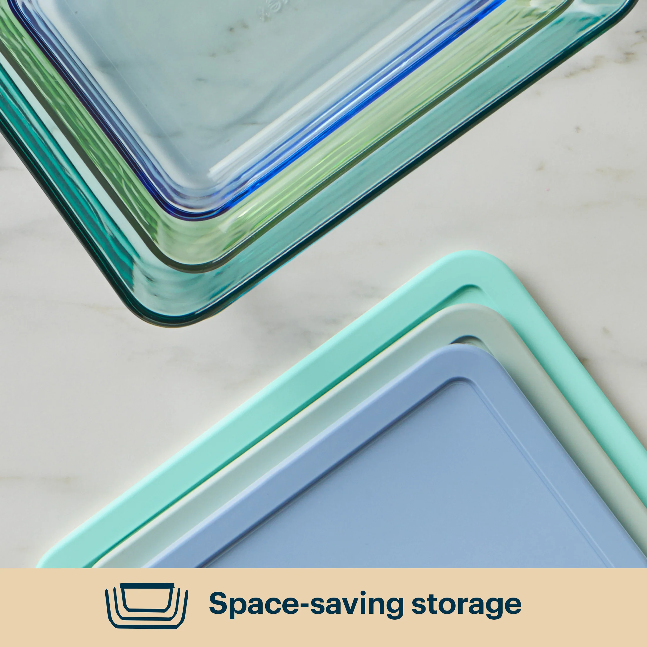 Pyrex® Simply Store® Tinted Glass Rectangle Storage Containers, 6-pc Set, Mixed Colors - Image 5
