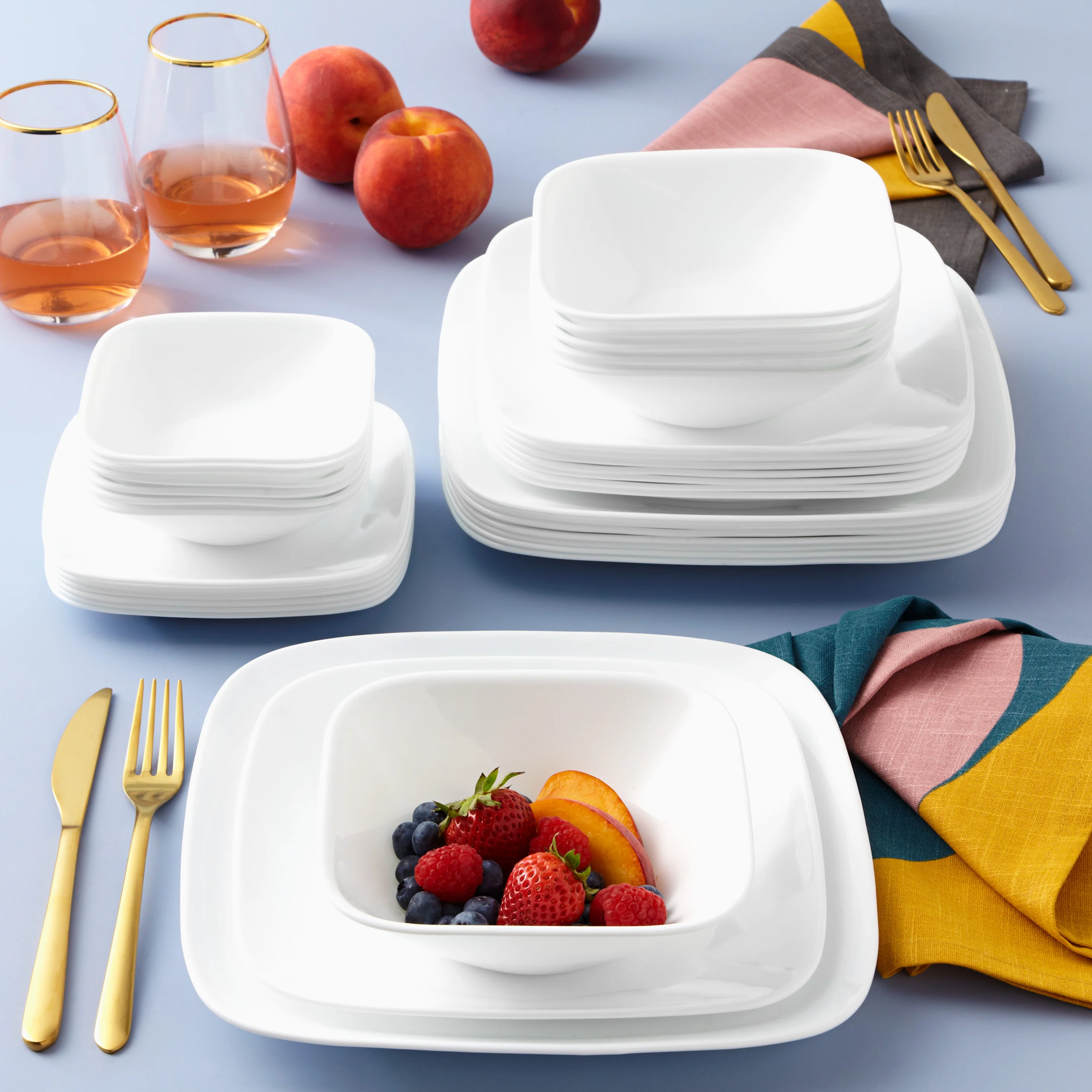 Corelle® Square Pure White 18 Piece Dinner Set-DTCM - Image 2